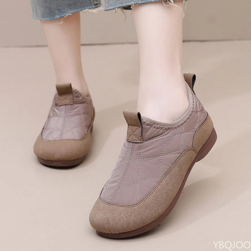 Winter Warm Women Soft Soled Cotton Shoes Anti Slip Casual Flat Bottom Casual Lazy Cotton Shoes One Step Stepping Zapatos Mujer
